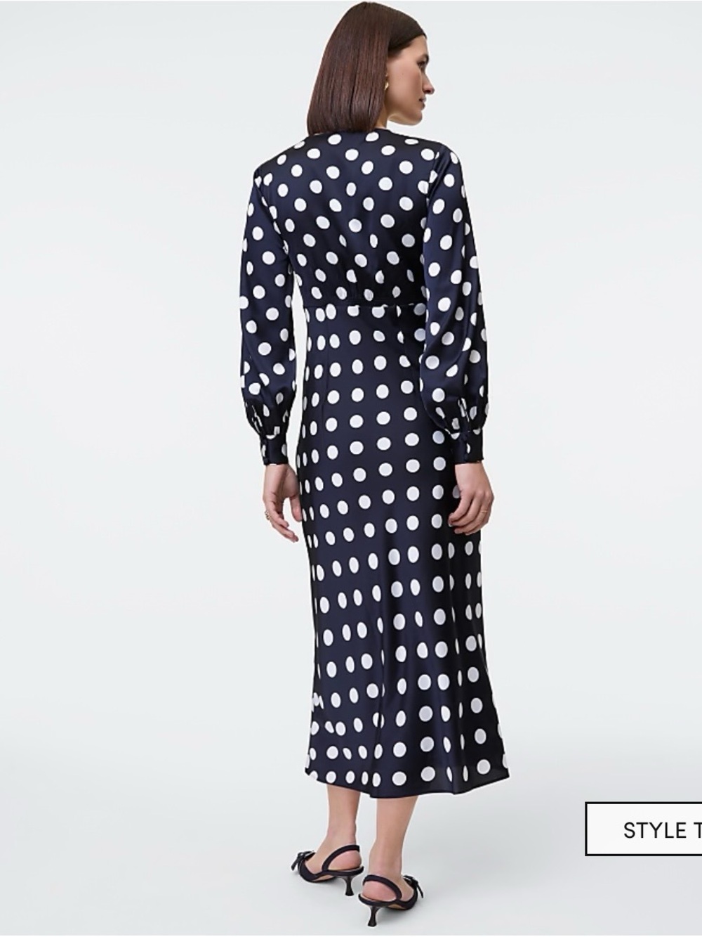 Ann Taylor Satin Dotted Midi Dress in Night Sky (Dark Indigo) - Picture 4 of 16